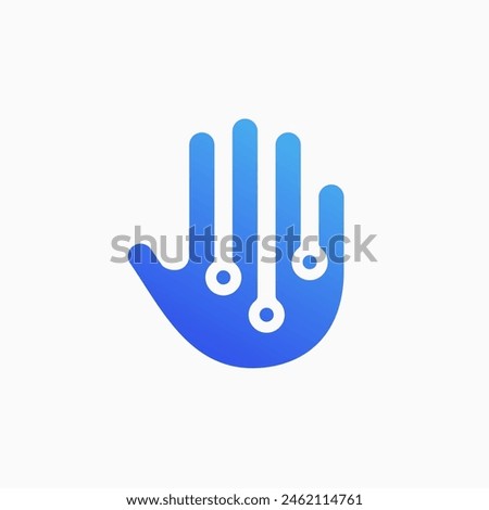 electric tech hand care high five logo vector icon illustration