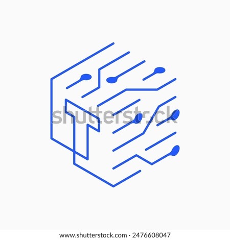 t letter Cube Tech Logo vector icon illustration