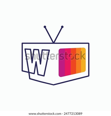 w letter tv television channel logo vector icon illustration