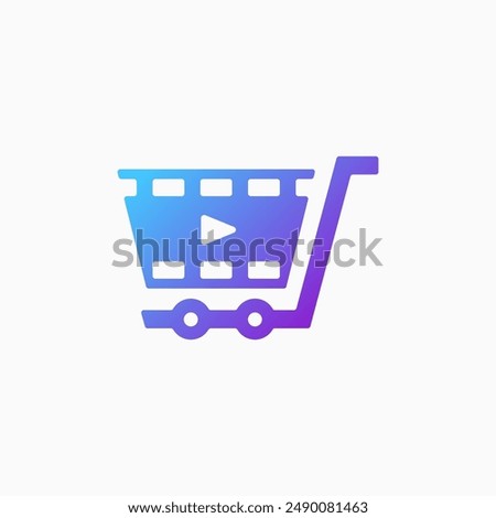 trolley film movie clip shop store logo vector icon illustration