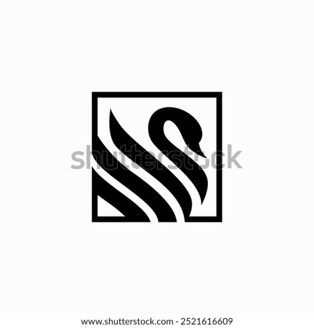 black swan square logo vector icon illustration