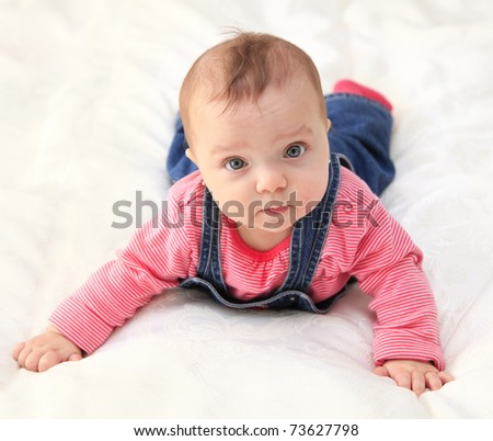 Baby girl portrait, white background