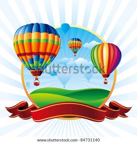 vector illustration of hot air balloons take flight