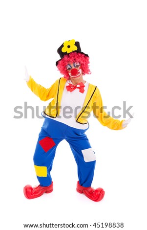 Funny Clown Standing Over A White Background Stock Photo 45198838 ...