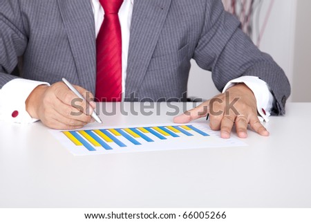 Analyzing the business progress in a bar chart (selective focus)