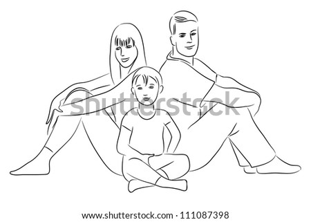 Family - Sketch Drawing. Stock Vector Illustration 111087398 : Shutterstock