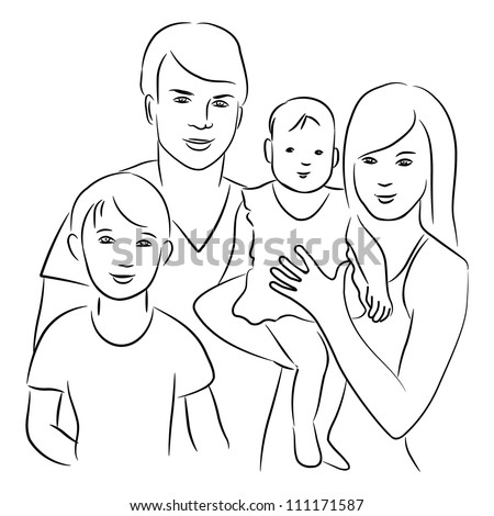 Family - Sketch Drawing. Stock Vector 111171587 : Shutterstock