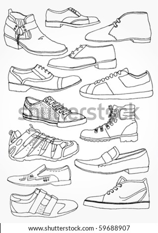 Men'S Shoes Outline Stock Vector Illustration 59688907 : Shutterstock