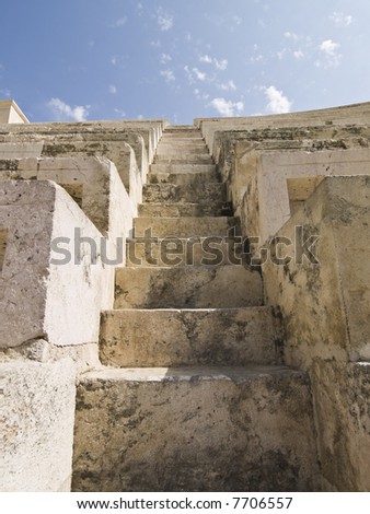 Stairs to the sky. Stairs in Roman amphitheater in Amman, Al-Qasr site, Jordan