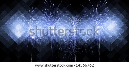 Digitally enhanced firework. Ice effect on digital background.