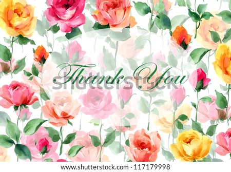 Thank you note card original flower design
