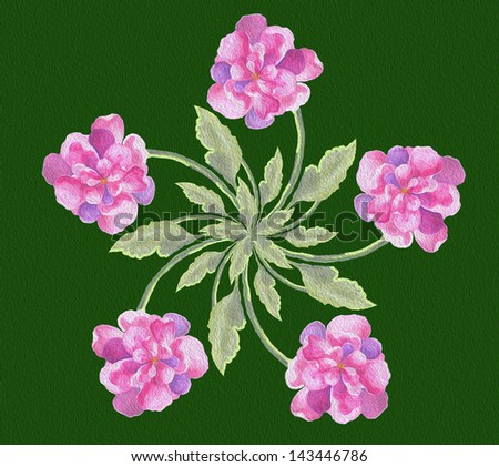 flower original art hand painted bouquet seamless design elegant peony blossoms on a green background