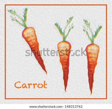 carrots vegetable original art  illustration  painting on a white background
