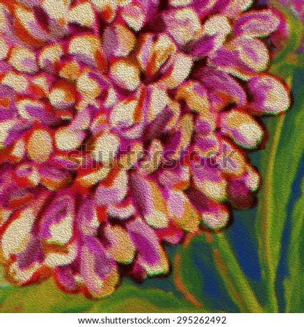 Flower  red and pink peony dahlia chrysanthemum Watercolor original art painting