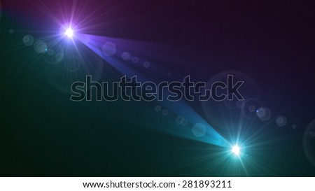 purple and green color twin lens flare  special effect