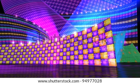 The disco stage background for virtual set