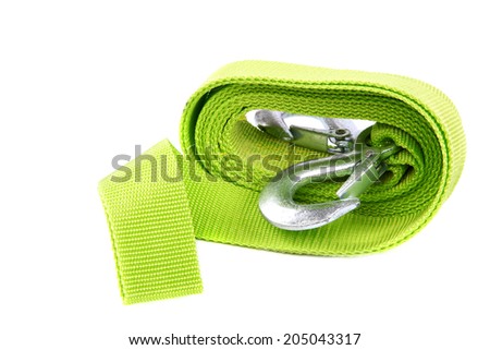Tow rope for car isolated on white background.