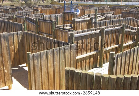 wooden maze in childs playground