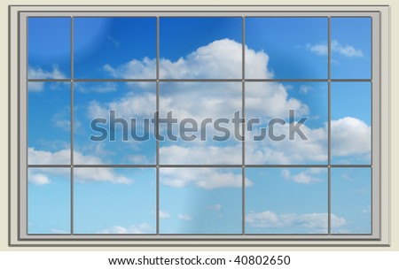 perfect cloudy blue sky through the window