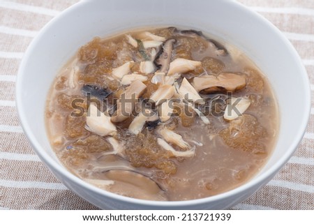 shark fin soup, Chinese style shark fin soup with mushroom and spices