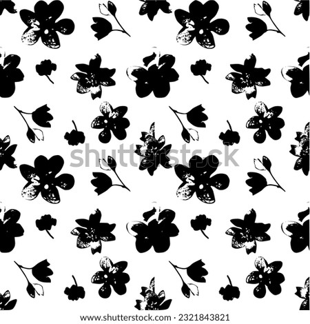Black and white floral seamless pattern background 
