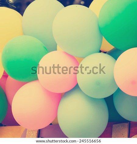 Vintage balloons background and using filter photo effect.