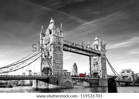 Image, Stock Photo Traffic on Tower Bridge.