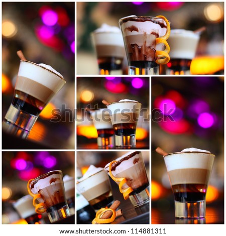 Coffee - party cocktails, Christmas background (shallow depth of field)