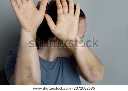 Similar – Image, Stock Photo Portrait about violence against women | Young woman symbolizes: No