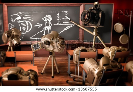 Photography lesson. Funny image about teaching photography.
