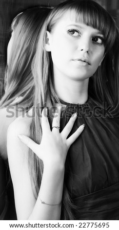 Young woman portrait. Black and white.