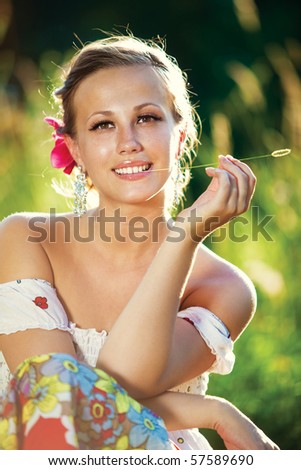 Young woman summer positive portrait.