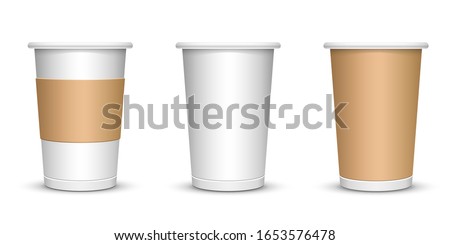 A mock-up of a cardboard coffee cup on a white insulated background.