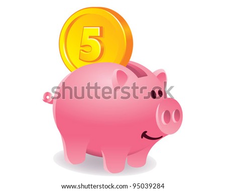 Piggy bank and coin illustration