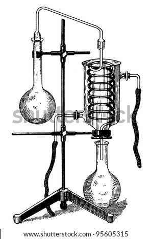 Old Chemical Laboratory Equipment Illustration Engraving, From Book ...