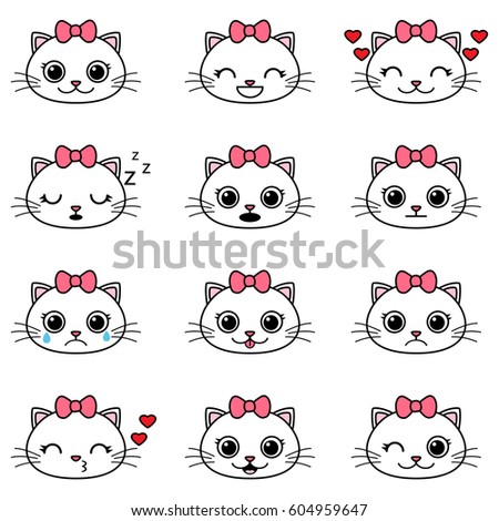 Set of cute cartoon cats emoticons