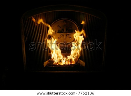 modern wood pellet stove - close up