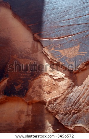 Indian drawings on a stone - Monument Valley National Park - United States.