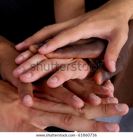 Series of various hands representing diversity.Lots of hands of different colors.