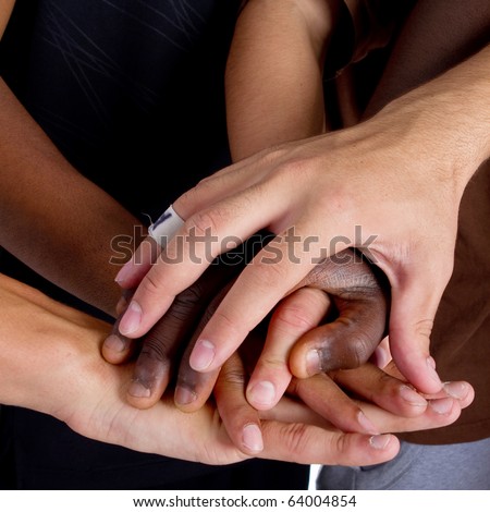 Series of various hands representing diversity.Lots of hands of different colors.