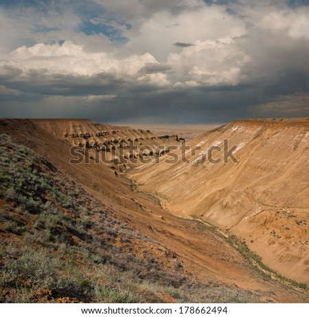 desert slopes of the plateau Ustyurt. North eastern part of the plateau in Kazakhstan