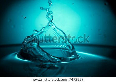 Mist-blue color clean water splash abstract