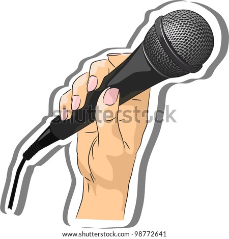 Vector Drawing Of A Hand Holding A Microphone - 98772641 : Shutterstock