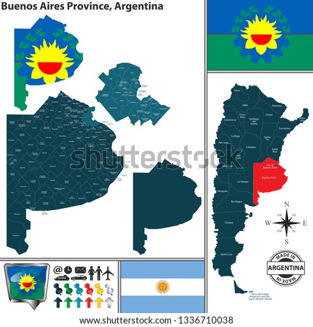 Vector map of Buenos Aires province and location on Argentinian map
