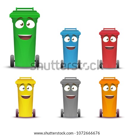 garbage containers for sorting waste. Vector image in a flat cartoon style. Concept care for the environment