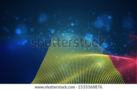 Vector bright glowing country flag of abstract dots. Romania