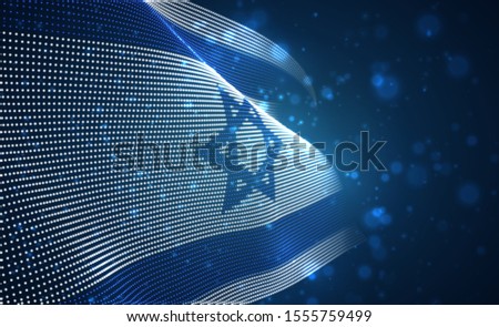 Vector bright glowing country flag of abstract dots. Israel