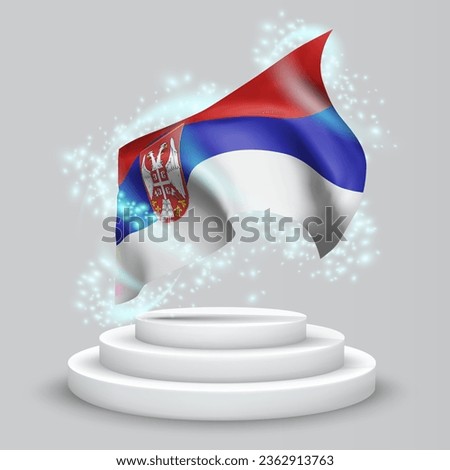 Armenia, vector 3d flag on the podium surrounded by a whirlwind of magical radiance