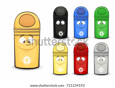 Waste containers for sorting waste. Vector image in a flat cartoon style. Concept care for the environment