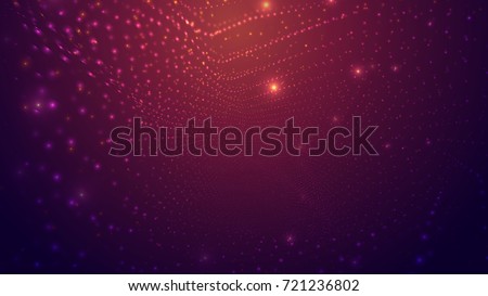 Abstract background of bright glowing particles and paths. vector illustration